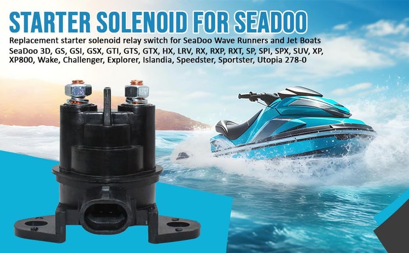 Precision Auto Products Starter Solenoid Relay Switch for SeaDoo 3D, GS, GSI, GSX, GTI, GTS, GTX, HX, LRV, RX, RXP, RXT, SP, SPI, SPX, SUV, XP, XP800, Wake, Challenger, Explorer, Islandia, Speedster, Sportster, Utopia 278-0 - Image 2