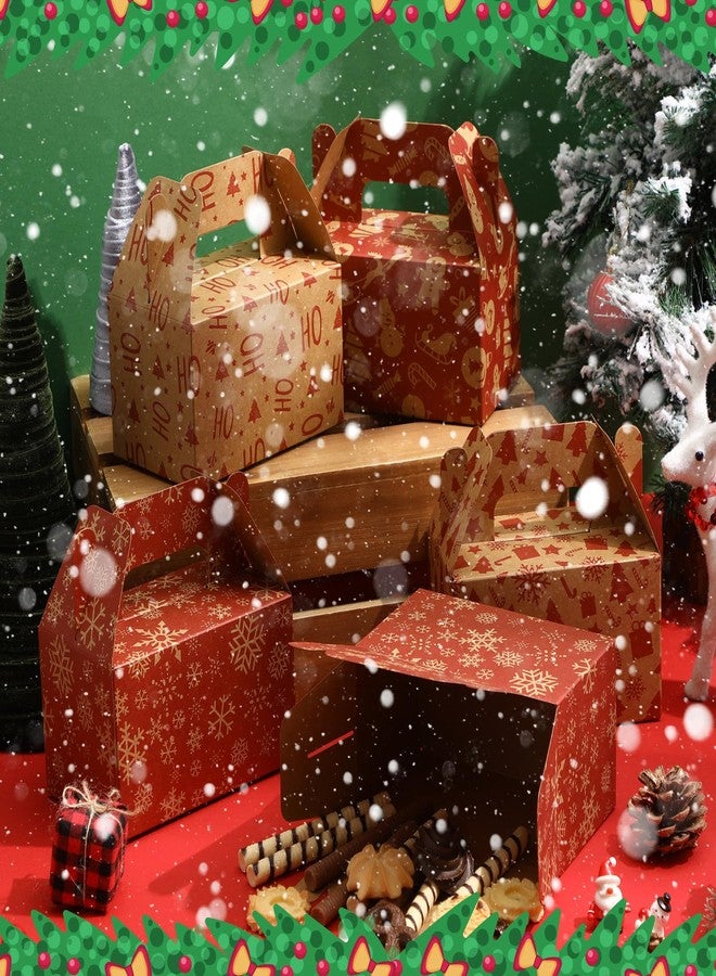 Tenceur 48 Pcs Christmas Kraft Paper Cookie Boxes with Handles 3D Christmas Treat Boxes for Red Bakery, Gift Giving, Desserts Wrapping, Xmas Party Favor Supplies - Image 5
