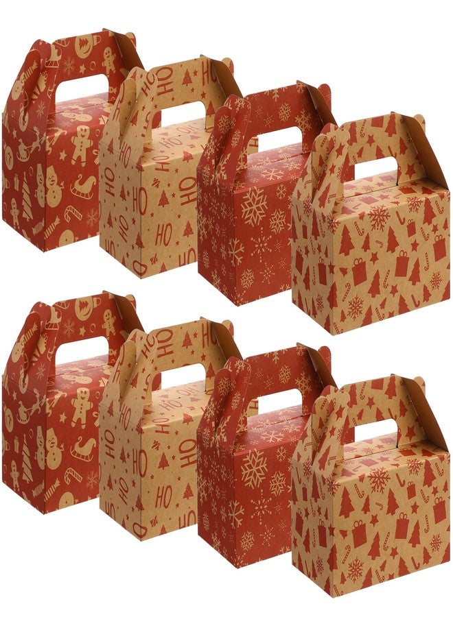 Tenceur 48 Pcs Christmas Kraft Paper Cookie Boxes with Handles 3D Christmas Treat Boxes for Red Bakery, Gift Giving, Desserts Wrapping, Xmas Party Favor Supplies - Image 1