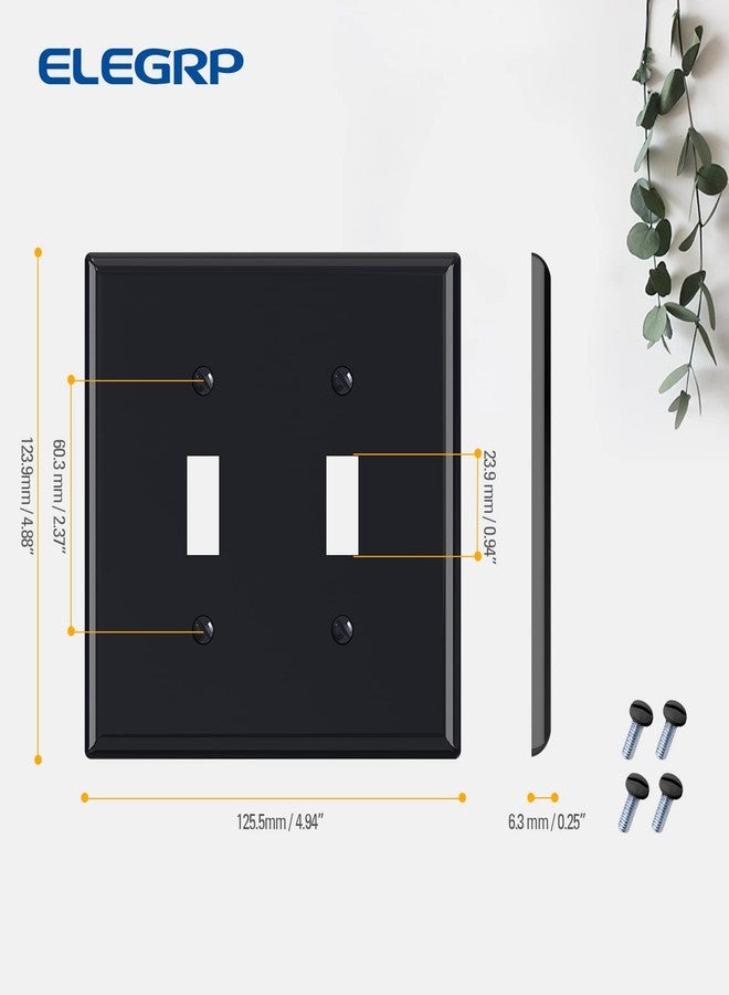 ELEGRP Glossy Black 2-Gang Toggle Switch Wall Plates, Double Mid-Size 4.88" H x 4.94" L Unbreakable Thermoplastic Faceplate Cover for Toggle Dimmer Light Switches, UL Listed (5 Pack) - Image 5