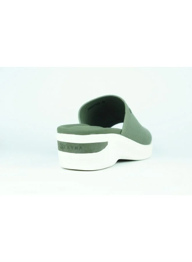 Zayna Green 221-355 Zayna Women's Knit Wedge Slide 24ABT545 Green for Women | Best Price UAE