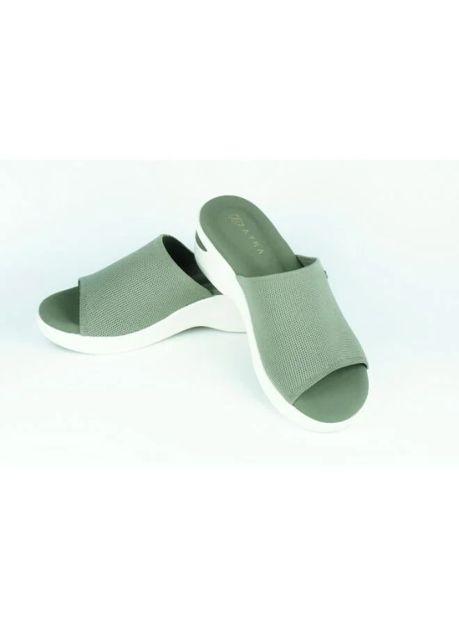 Zayna Green 221-355 Zayna Women's Knit Wedge Slide 24ABT545 Green for Women | Best Price UAE