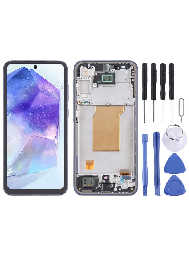 erorex Replacement For Samsung Galaxy A35 SM-A356B 6.43 inch OLED LCD Screen Digitizer Full Assembly with Frame Dark Blue - Image 1