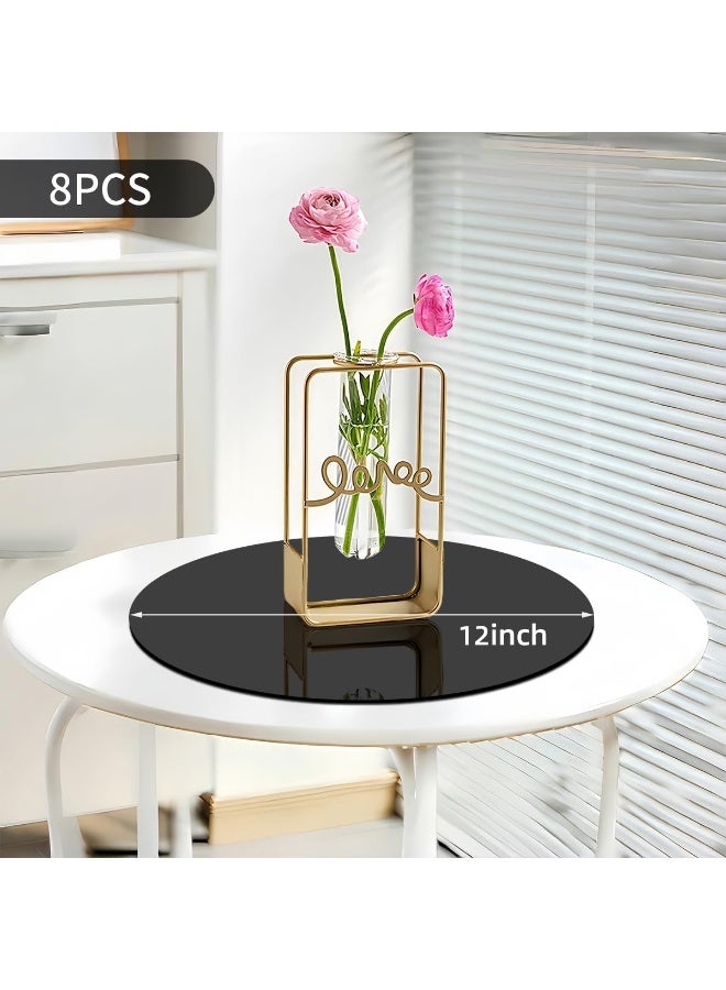 سلاسة SLASA مرآة دائرية أكريليك للزينة على الطاولات – صينية بلاط مرآة دائرية سوداء 12 إنش – ديكور للزفاف، الجدران، المنزل، غرفة المعيشة، وغرفة النوم – مرآة صغيرة للأشغال اليدوية - Image 3