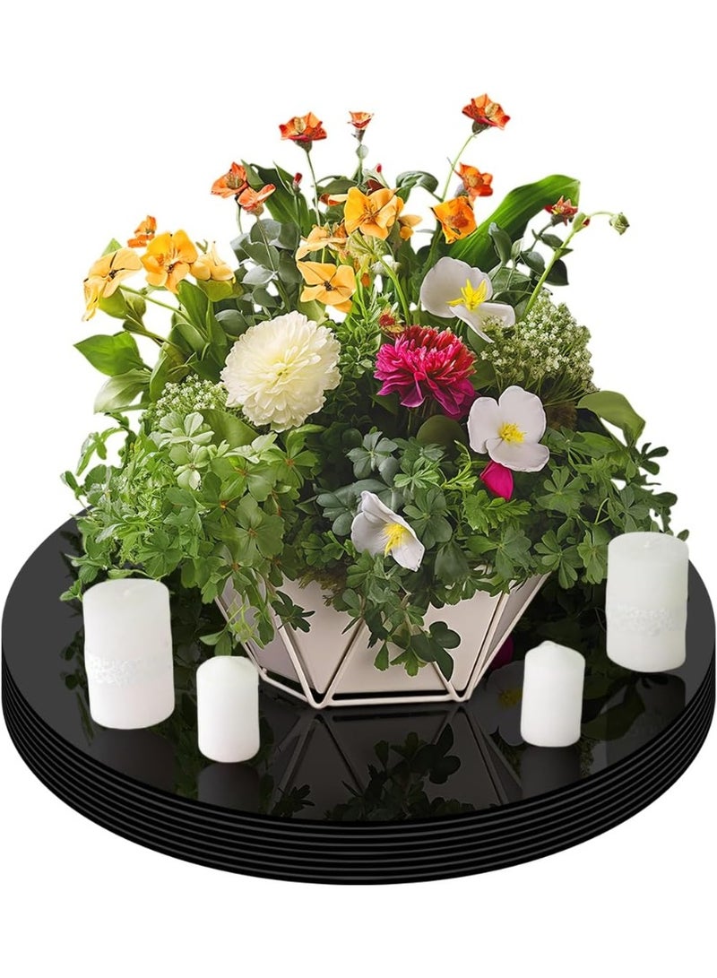 سلاسة SLASA مرآة دائرية أكريليك للزينة على الطاولات – صينية بلاط مرآة دائرية سوداء 12 إنش – ديكور للزفاف، الجدران، المنزل، غرفة المعيشة، وغرفة النوم – مرآة صغيرة للأشغال اليدوية - Image 1