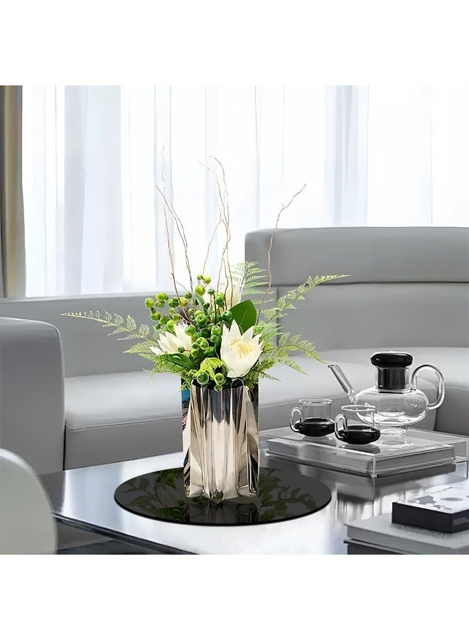 سلاسة SLASA مرآة دائرية أكريليك للزينة على الطاولات – صينية بلاط مرآة دائرية سوداء 12 إنش – ديكور للزفاف، الجدران، المنزل، غرفة المعيشة، وغرفة النوم – مرآة صغيرة للأشغال اليدوية - Image 4