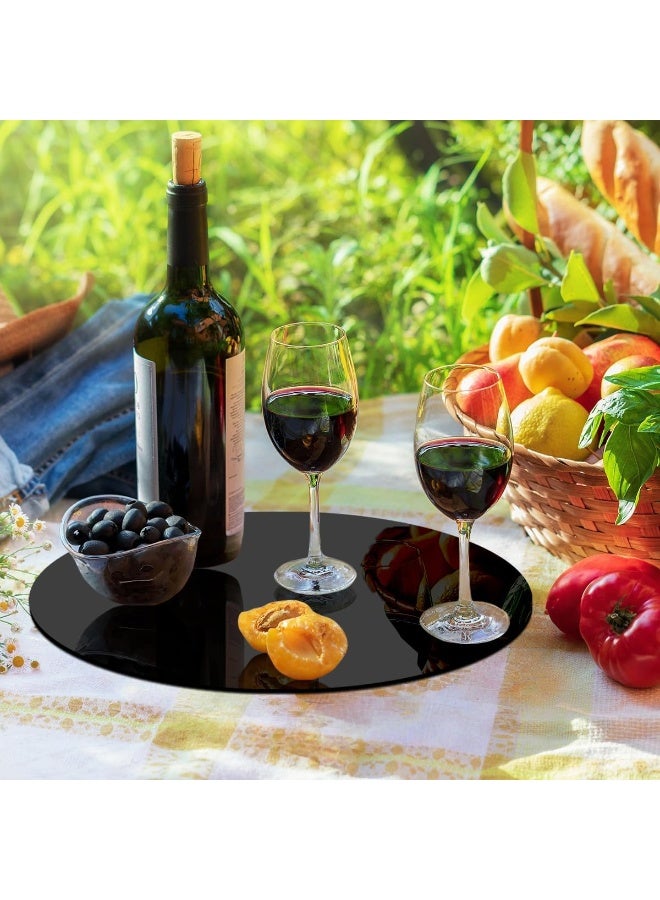 سلاسة SLASA مرآة دائرية أكريليك للزينة على الطاولات – صينية بلاط مرآة دائرية سوداء 12 إنش – ديكور للزفاف، الجدران، المنزل، غرفة المعيشة، وغرفة النوم – مرآة صغيرة للأشغال اليدوية - Image 5