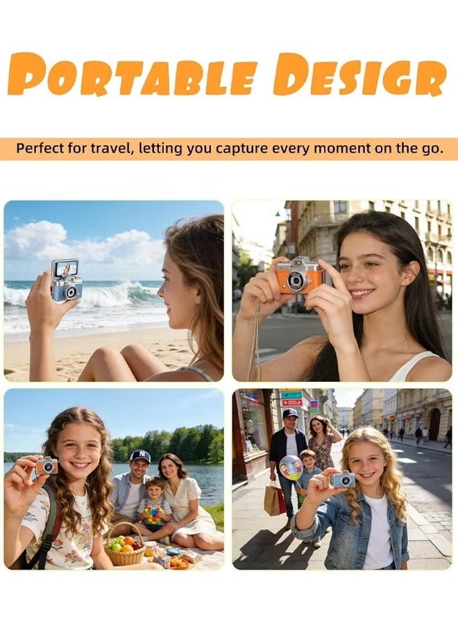ZONBON Flip-type miniature camera, with built-in flash, portable keychain-style camera, suitable for travel and daily use, can also be given as a gift to others (white) - Image 5