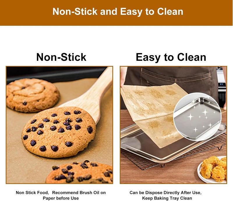 WVacFre Cost effective upgraded craftsmanship Parchment Paper Baking Sheets 300 PCS 12"x16" Pre Cut Non-Stick Baking Tray Mat,Oil Resistant and Waterproof Baking Paper,Fit for Food Baking,Cooking,Grilling,Air Fryer and Steaming Flat working surface - Image 4