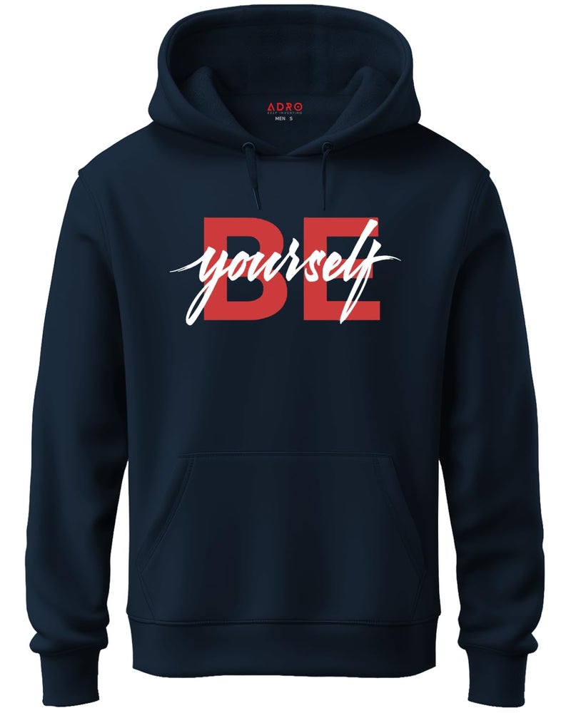 ADRO Men's Cotton Neck Hooded Sweatshirt (H20-M-BYO-NB_Navy_XL) - Image 1
