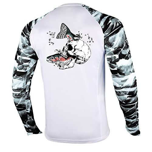 Palmyth Fishing Shirt for Men Long Sleeve Sun Protection UV UPF 50 TShirts with Pocket Trout Crushing Large - Image 1