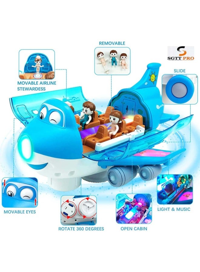 TOY GARDEN Electric Toy Airliner Plane Rotating Airplane Vehicles with Light and Music Airline Toy Vehicle Gift for Kids Boys Girls 3 4 5 6 Year Old and Up, Blue - Image 2