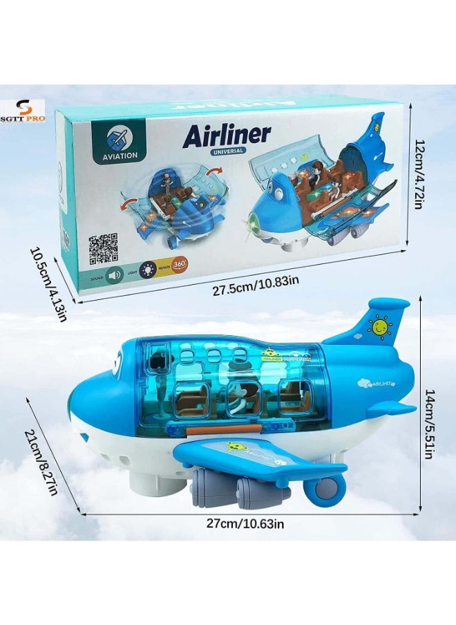 TOY GARDEN - Electric Toy Airliner Plane Rotating Airplane Vehicles with Light and Music Airline Toy Vehicle Gift for Kids Boys Girls 3 4 5 6 Year Old and Up, Blue - Image 1