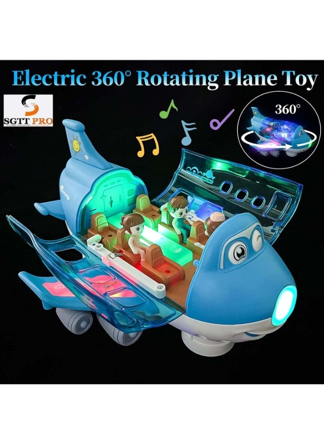 TOY GARDEN - Electric Toy Airliner Plane Rotating Airplane Vehicles with Light and Music Airline Toy Vehicle Gift for Kids Boys Girls 3 4 5 6 Year Old and Up, Blue - Image 1