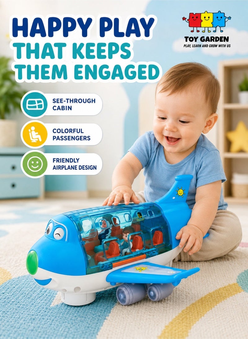 TOY GARDEN Electric Toy Airliner Plane Rotating Airplane Vehicles with Light and Music Airline Toy Vehicle Gift for Kids Boys Girls 3 4 5 6 Year Old and Up, Blue - Image 1