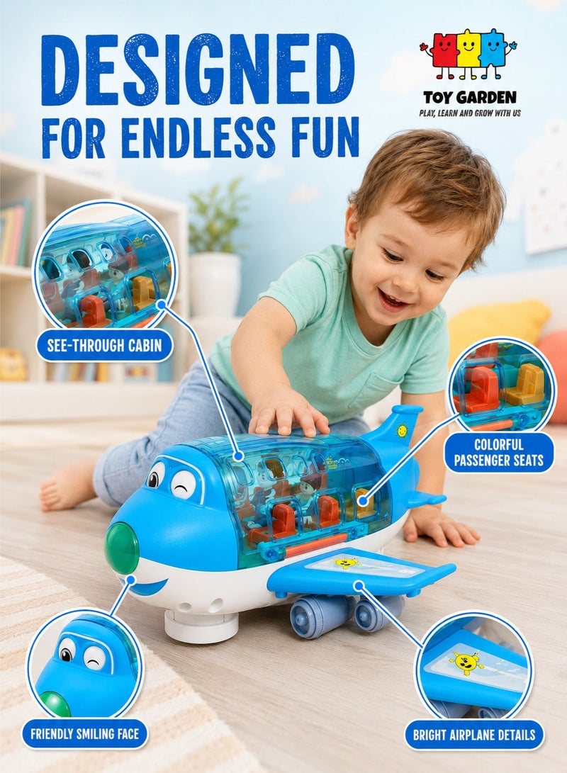 TOY GARDEN Electric Toy Airliner Plane Rotating Airplane Vehicles with Light and Music Airline Toy Vehicle Gift for Kids Boys Girls 3 4 5 6 Year Old and Up, Blue - Image 4