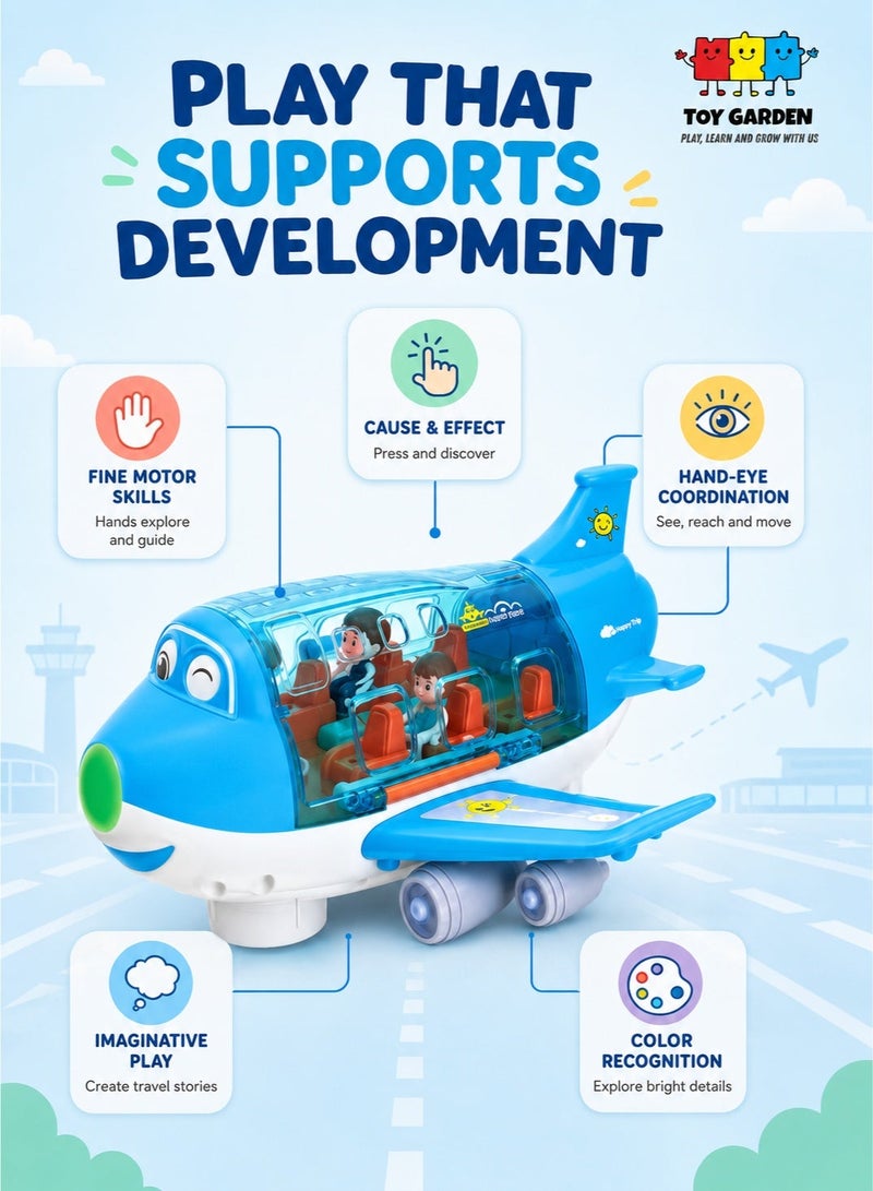 TOY GARDEN Electric Toy Airliner Plane Rotating Airplane Vehicles with Light and Music Airline Toy Vehicle Gift for Kids Boys Girls 3 4 5 6 Year Old and Up, Blue - Image 5