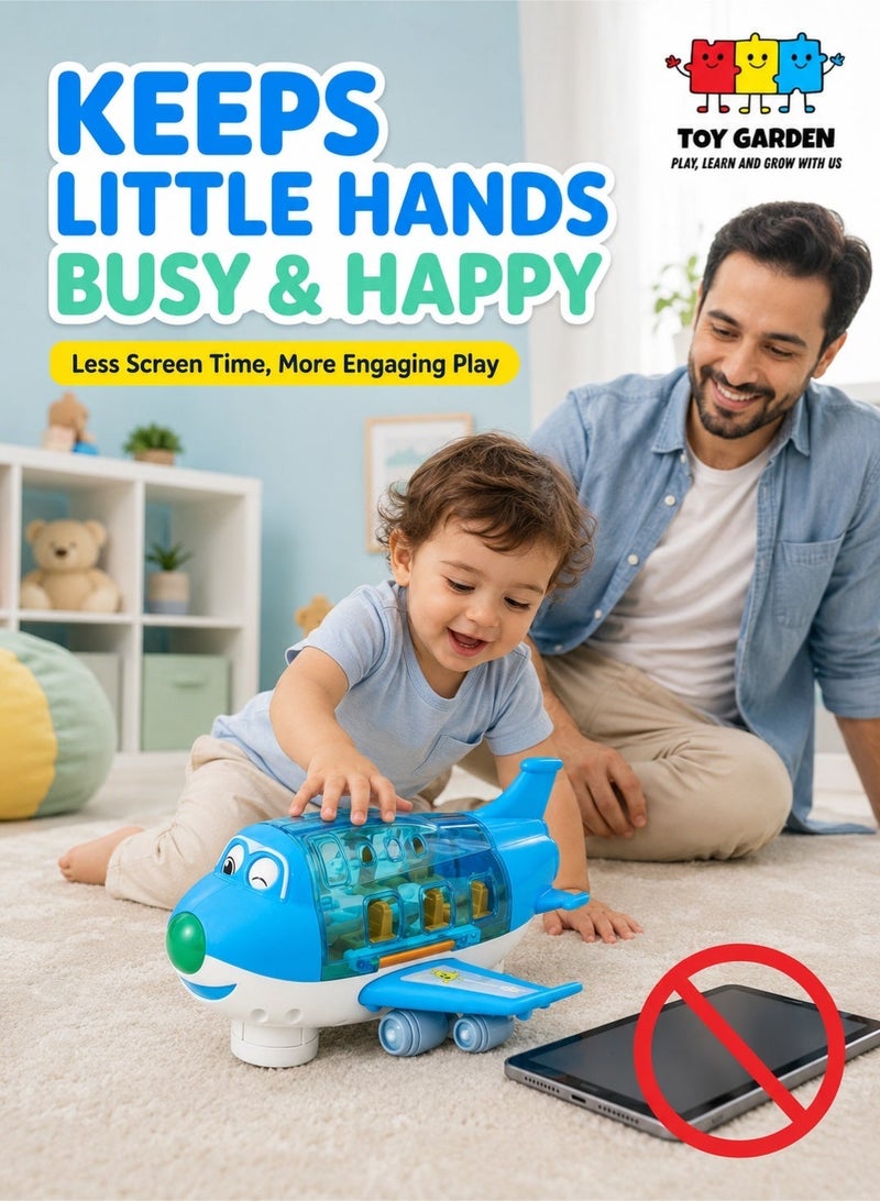 TOY GARDEN Electric Toy Airliner Plane Rotating Airplane Vehicles with Light and Music Airline Toy Vehicle Gift for Kids Boys Girls 3 4 5 6 Year Old and Up, Blue - Image 2