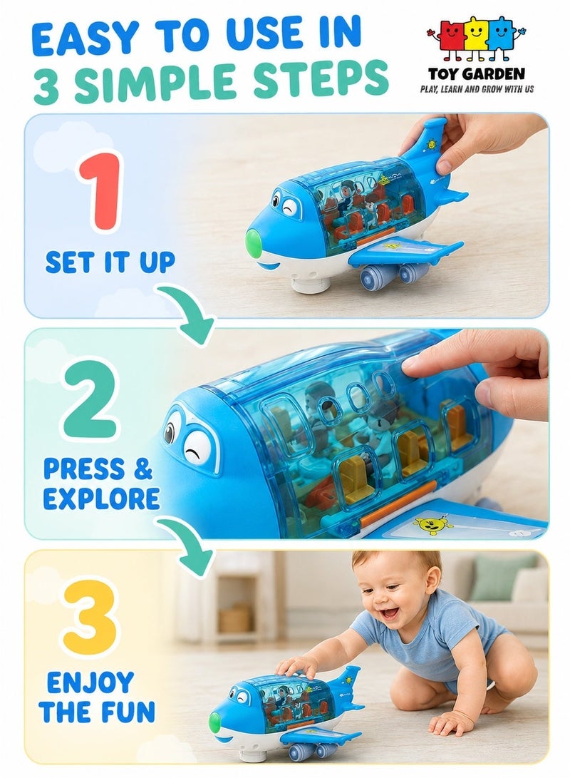 TOY GARDEN Electric Toy Airliner Plane Rotating Airplane Vehicles with Light and Music Airline Toy Vehicle Gift for Kids Boys Girls 3 4 5 6 Year Old and Up, Blue - Image 3