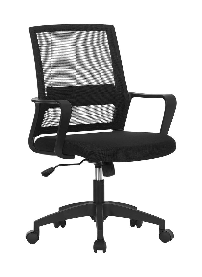 SONGMICS SONGMICS Mesh Chair, Office Chair, Swivel Chair, Adjustable Height, Tilt Mechanism, Breathable Mesh Seat and Backrest, for Office, Study, Black OBN031B01  - Image 1