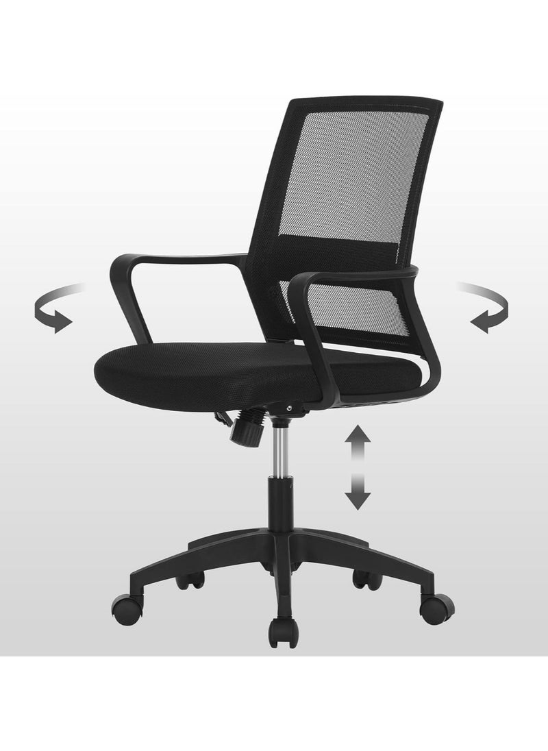 SONGMICS SONGMICS Mesh Chair, Office Chair, Swivel Chair, Adjustable Height, Tilt Mechanism, Breathable Mesh Seat and Backrest, for Office, Study, Black OBN031B01  - Image 5