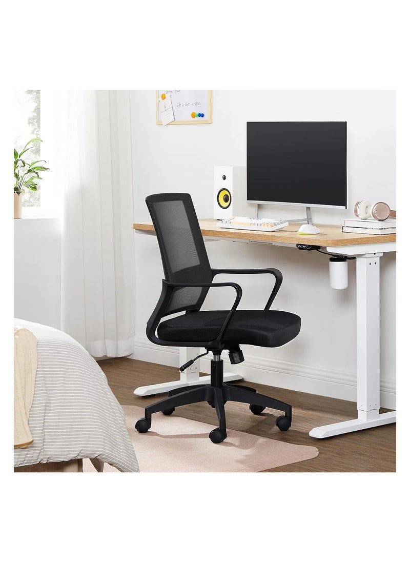 SONGMICS Mesh Chair, Office Chair, Swivel Chair, Adjustable Height, Tilt Mechanism, Breathable Mesh Seat and Backrest, for Office, Study, Black OBN031B01