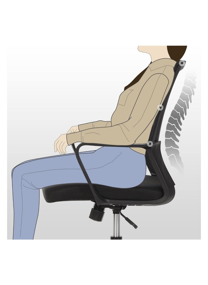 SONGMICS Mesh Chair, Office Chair, Swivel Chair, Adjustable Height, Tilt Mechanism, Breathable Mesh Seat and Backrest, for Office, Study, Black OBN031B01