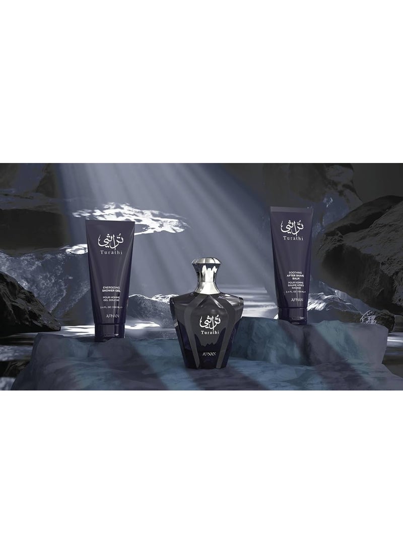 Afnan Turathi Homme Blue Gift Set – Eau De Parfum 100Ml + Shower Gel 100Ml + After Shave 100Ml – Luxurious Perfume Gift Set For Men  - Image 3