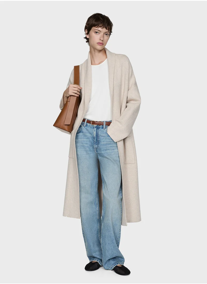 MANGO Oversized Knitted Coat With Pockets