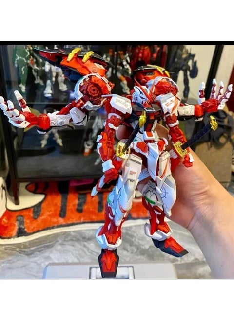 Gundam Assembled Model MG Attacks Free MB Red Heretic Phoenix Perfect Unicorn Mech Handmade Toy-Color:MG-[hirm] Red Heresy + Single Tai Dao + Orangutan Arm + Platform-Specifications:Single Model + Four-piece Set Of Delivery Tools