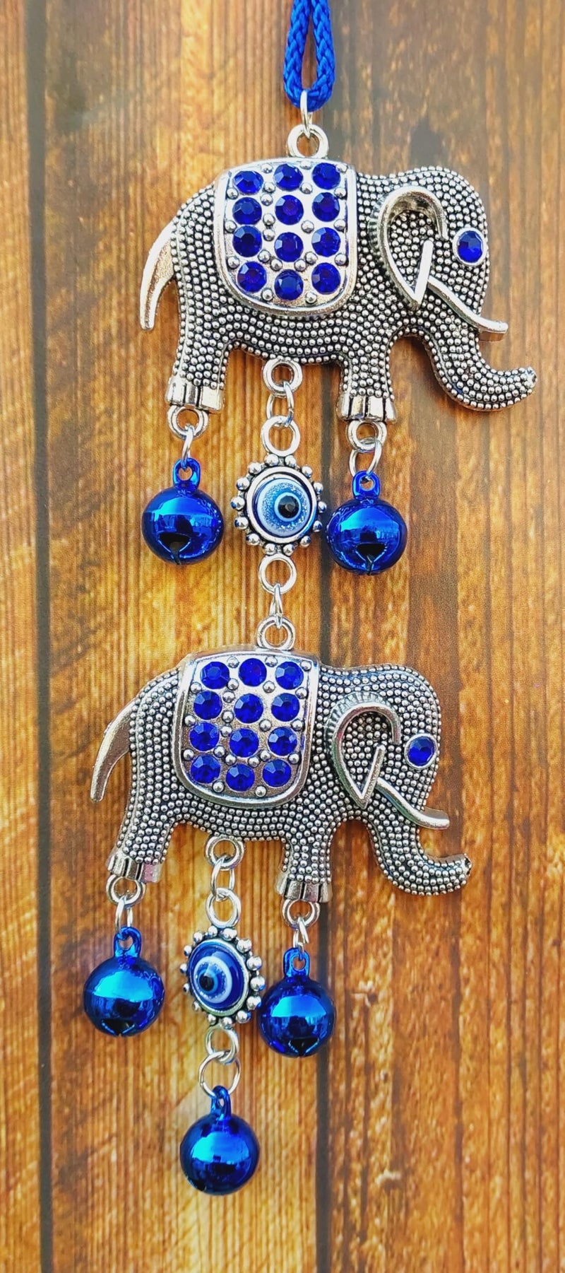 ARTISKRITI Evil Eye Hanging Car Hanger for Front Mirror Accessories with Bells, Elephant Car Interior Decoration Items for Gifts, Nazar Battu Protection - Image 4