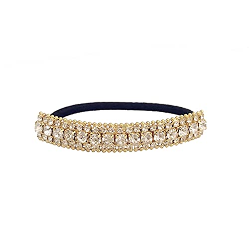 FXQHAN Ponytail Holder Stretchy Elastic Hair Tie Sparkling Crystal Rhinestone Hair Band Headband Hair Accessories for Women (Gold Tone White) - Image 3