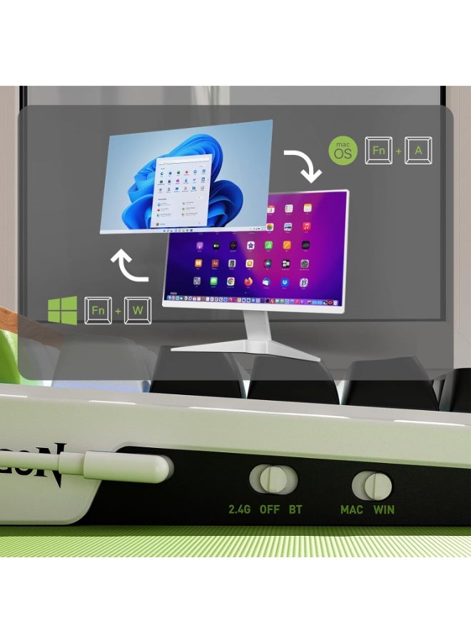 ريدراجون K686WBG إصدار EISA ماكس ، لوحة مفاتيح ميكانيكية للألعاب RGB سلكية مع 3 أوضاع ، 98 مفتاح مع مقبض ، تركيب جازكيت ، قابلة للتبديل الساخن ، اتصال 2.4G/BT متاح ، تركيب جازكيت يوفر ، مزودة بمفتاح مينت مامبو ، لوحة مفاتيح ميكانيكية مدمجة مع مفاتيح الأسهم المخصصة ، للاستخدام على الكمبيوتر الشخصي واللابتوب في المنزل والمكتب - مفتاح أزرق - Image 3