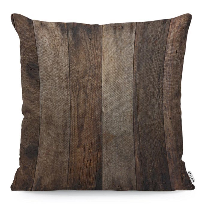 Wood Cushion Cover Rustic Wood Plank Wooden Dark Floor Decorative Throw Pillow Covers For Couch Bed Sofa Pillows Case Brown 45X45 Cm