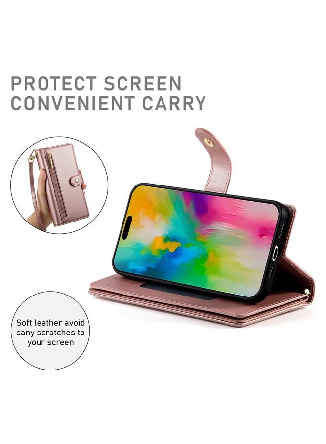 S-TOP Case For iPhone 16 Pro Max Nine Card-slot Zipper Wallet Bag Leather Phone Case - Image 4