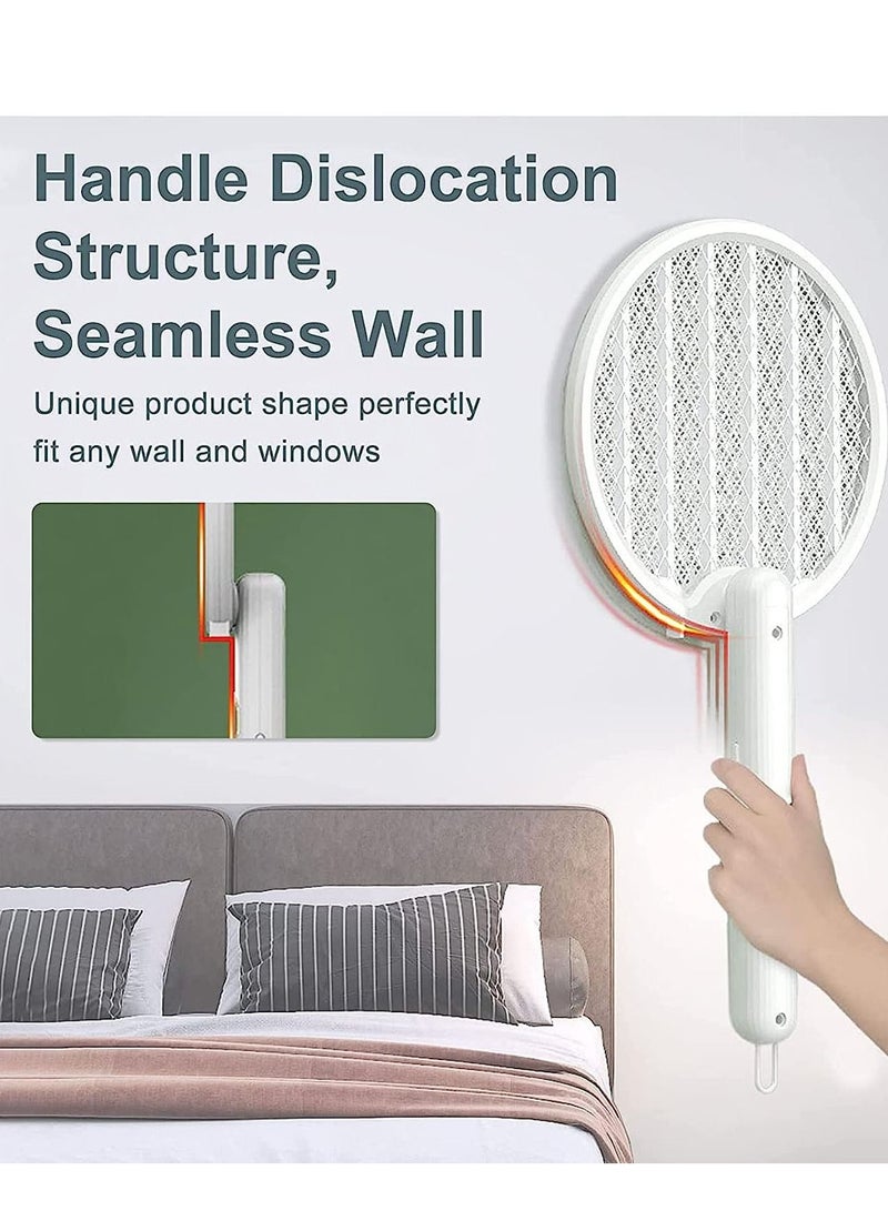 4 in 1 Electric Fly Swatter with Power Display, Foldable & Hangable,Automatic Fly Swatter with Powerful Mosquitoes Trap Lamp, for Travel & in Home