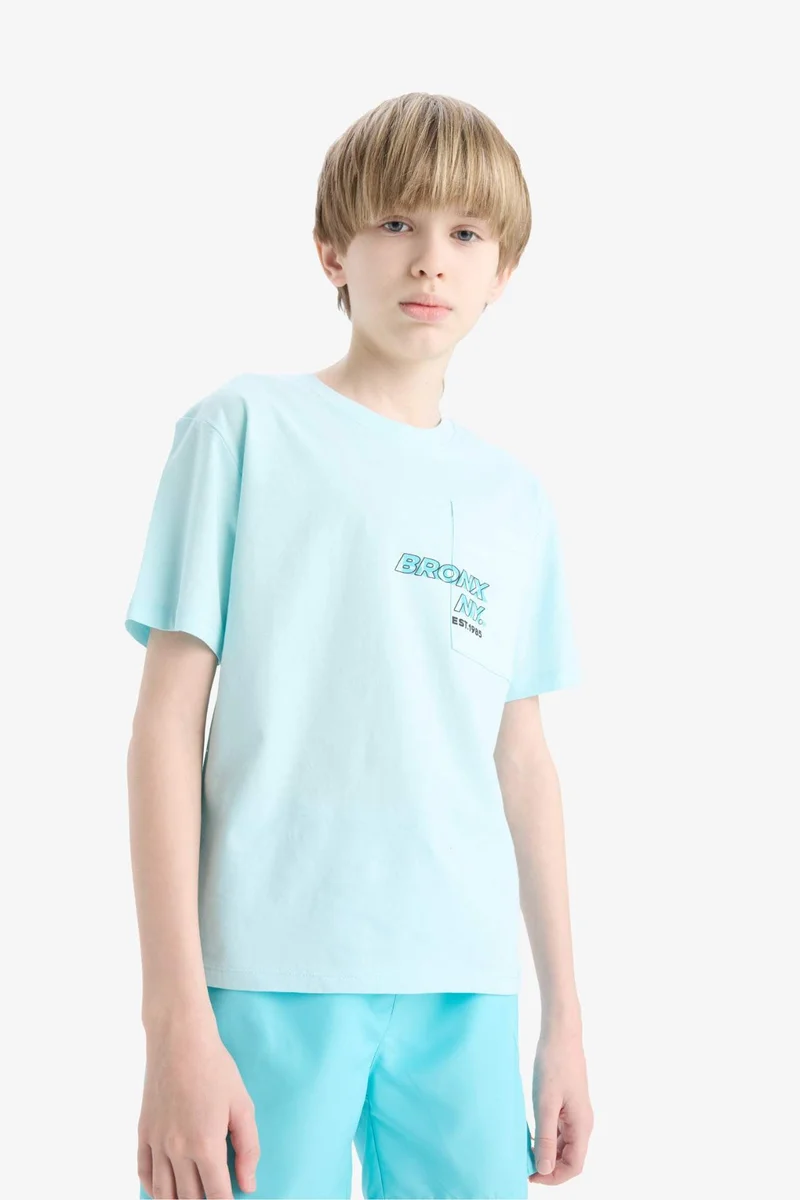 ديفاكتو Boy Printed Crew Neck Short Sleeve T-Shirt