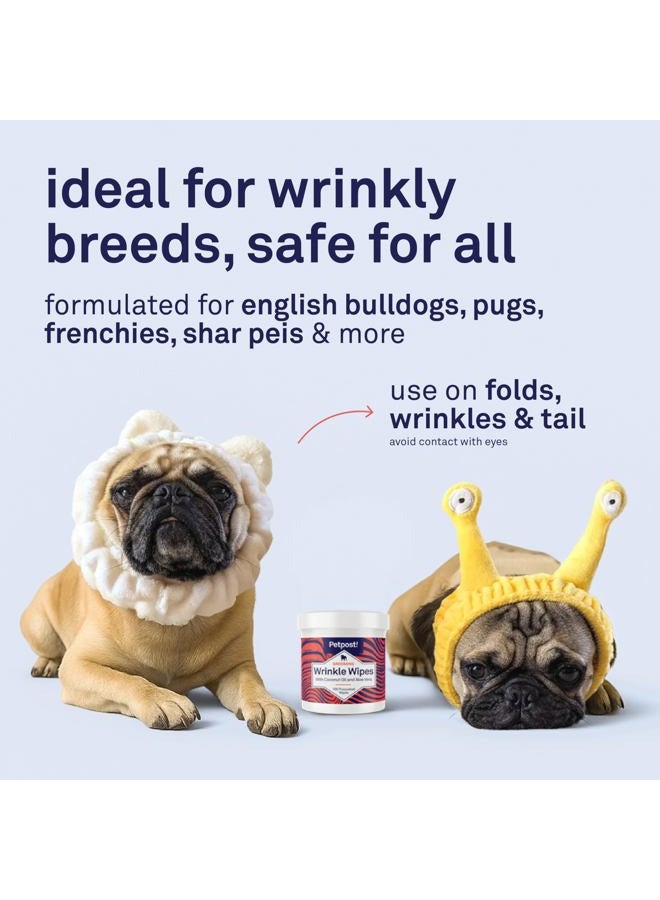 Petpost Bulldog Wrinkle Wipes for Dogs - Cleans and Soothes Pug Wrinkles and Folds - 100 Ultra Soft Cotton Pads in Coconut Oil Solution - Image 5