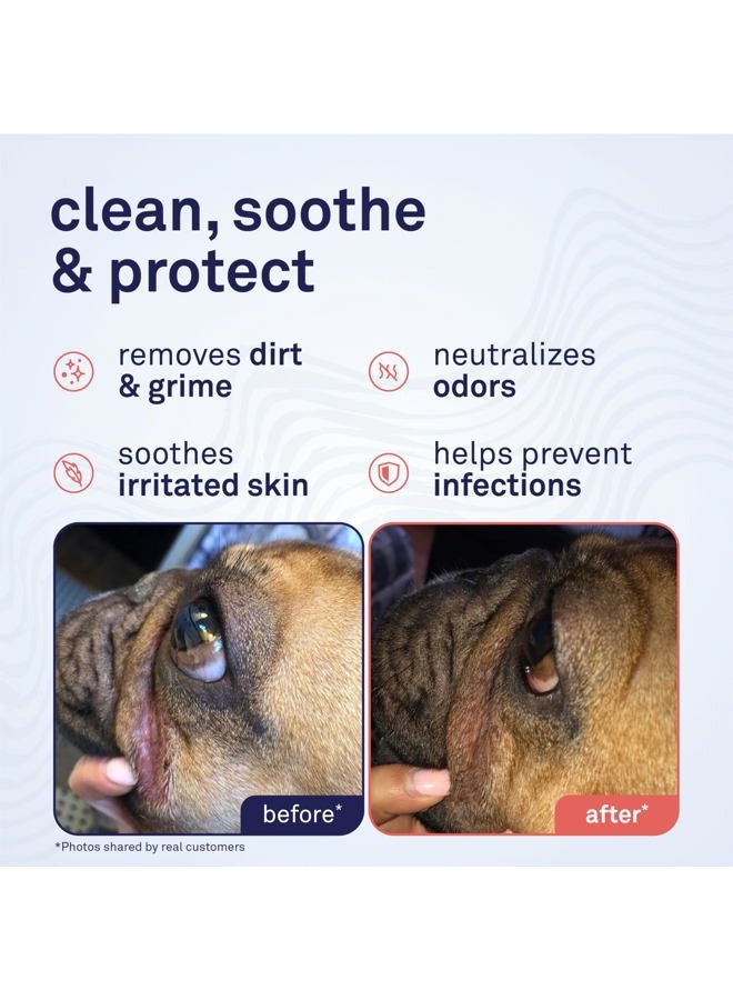 Petpost Bulldog Wrinkle Wipes for Dogs - Cleans and Soothes Pug Wrinkles and Folds - 100 Ultra Soft Cotton Pads in Coconut Oil Solution - Image 2
