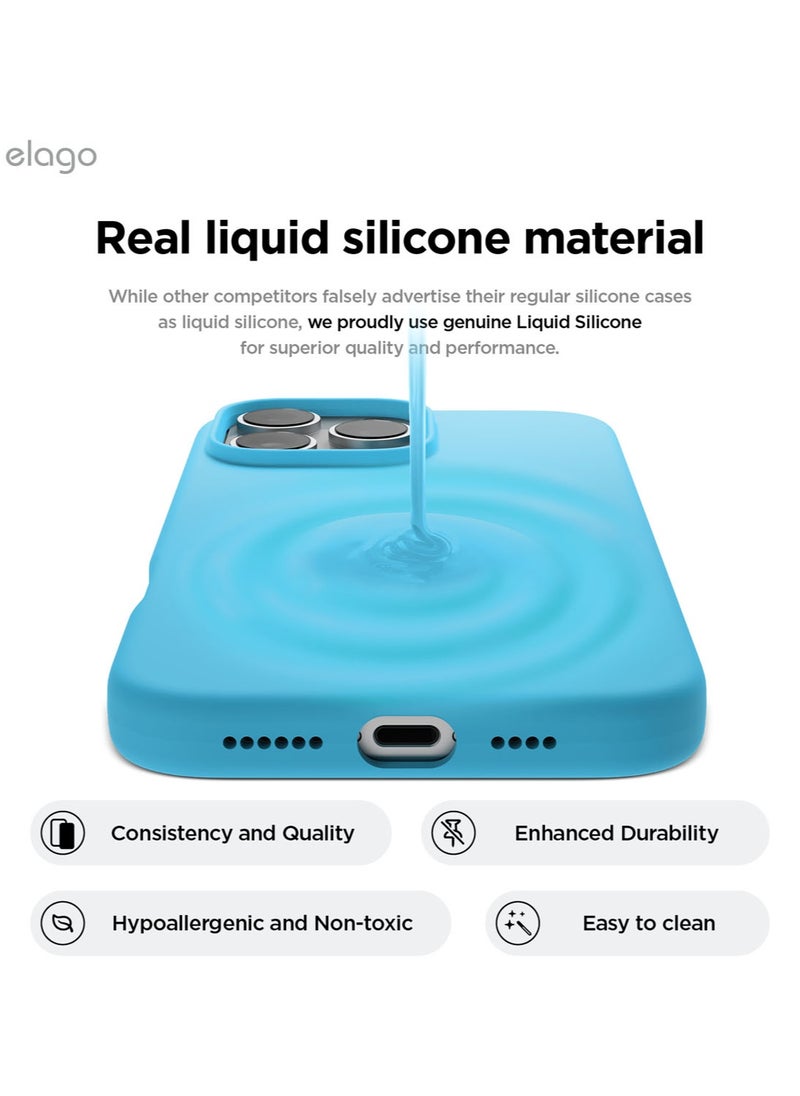 Elago - Liquid Silicone for iPhone 16 Pro MAX Case Cover Full Body Protection, Shockproof, Slim, Anti-Scratch Soft Microfiber Lining - Ocean Blue - Image 1