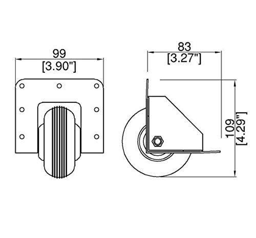 Penn Elcom Recessed Castor with 75mm 3 Black Wheel W2080HD - Image 2