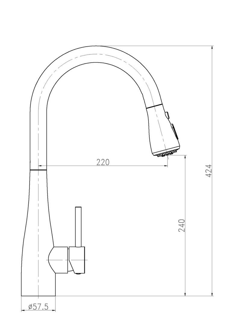 HESANIT Pull Out Single Lever Kitchen Sink Faucet Chrome - 8451GM - Image 2