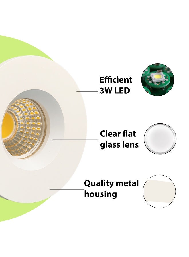 alfriday ألفرايدي ضوء سقف مدمج، 3 واط 3000 كلفن LED دافئ، زجاج شفاف، حافة بيضاء - Image 2