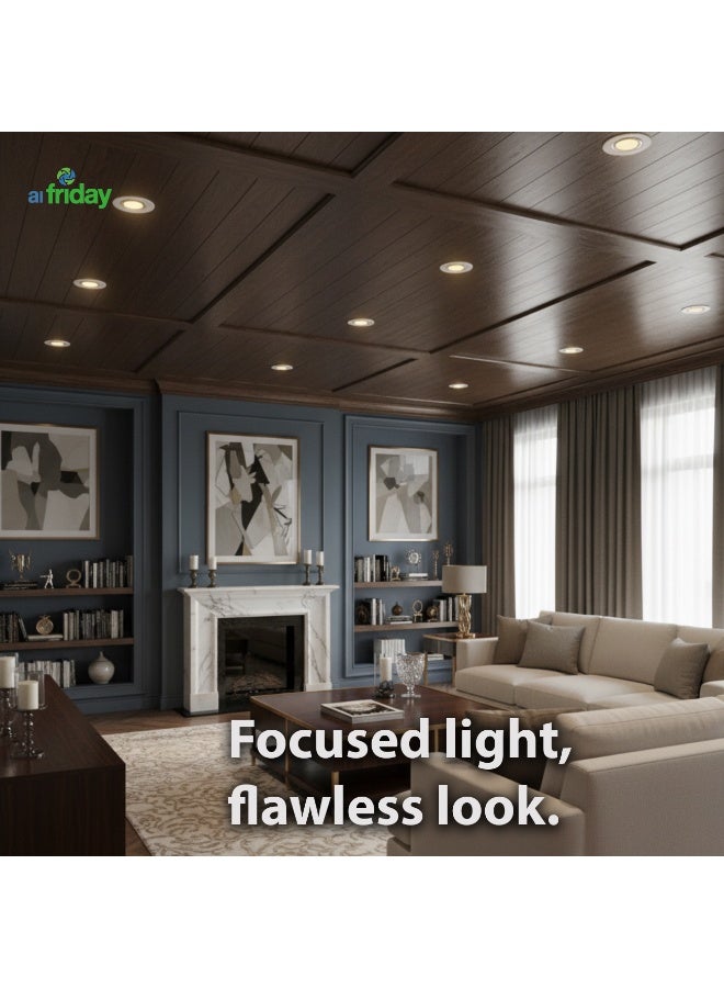 alfriday ألفرايدي ضوء سقف مدمج، 3 واط 3000 كلفن LED دافئ، زجاج شفاف، حافة بيضاء - Image 5