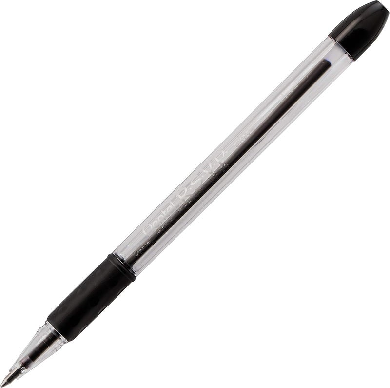 Pentel RSVP Ballpoint Pen, Fine Line, (0.7mm), Black Ink (BK90-A) (Pack of 1, 12 Count Total) - Image 2