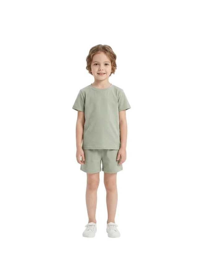 Bidani Girl Lounge Set T-Shirt & Shorts-Olive light