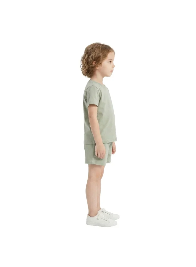 Bidani Girl Lounge Set T-Shirt & Shorts-Olive light