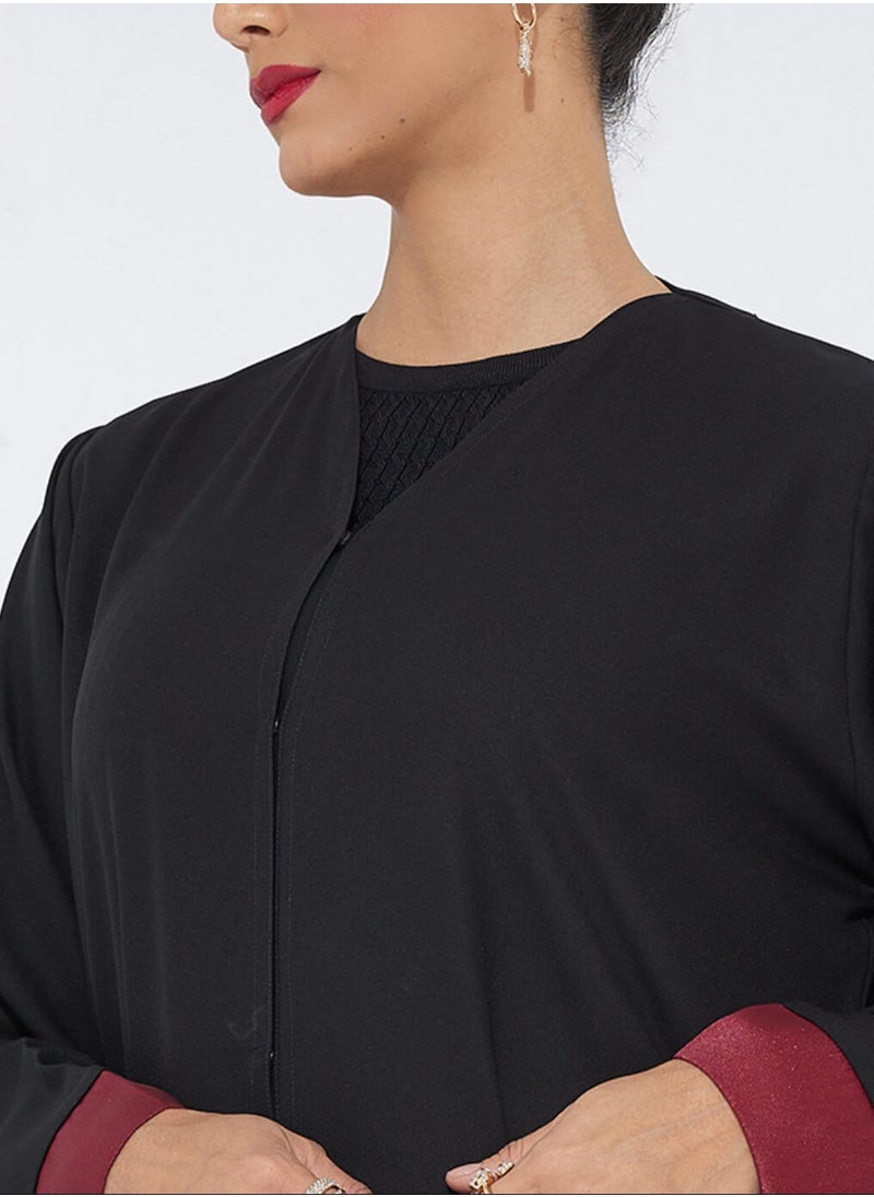Rosette Abaya - Abaya Embroidery With Wide Sleeves - Image 1