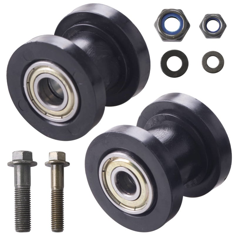 JINGKE 8mm and 10mm Chain Roller Pulley Tensioner Wheel Guide Per for Motorcycle Mini Bike Atv 125cc 140cc 160cc SSR XR125 CRF50 KLX110 Pitster Pit Dirt Bike PartsBLACK