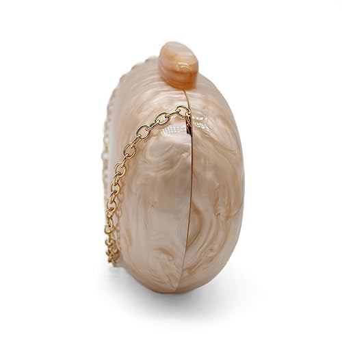 GSYPS Acrylic Evening Clutch Bag for Women Shell Shape Shoulder Crossbody Bag Glitter Marble Purse Handbag Champagne - Image 4